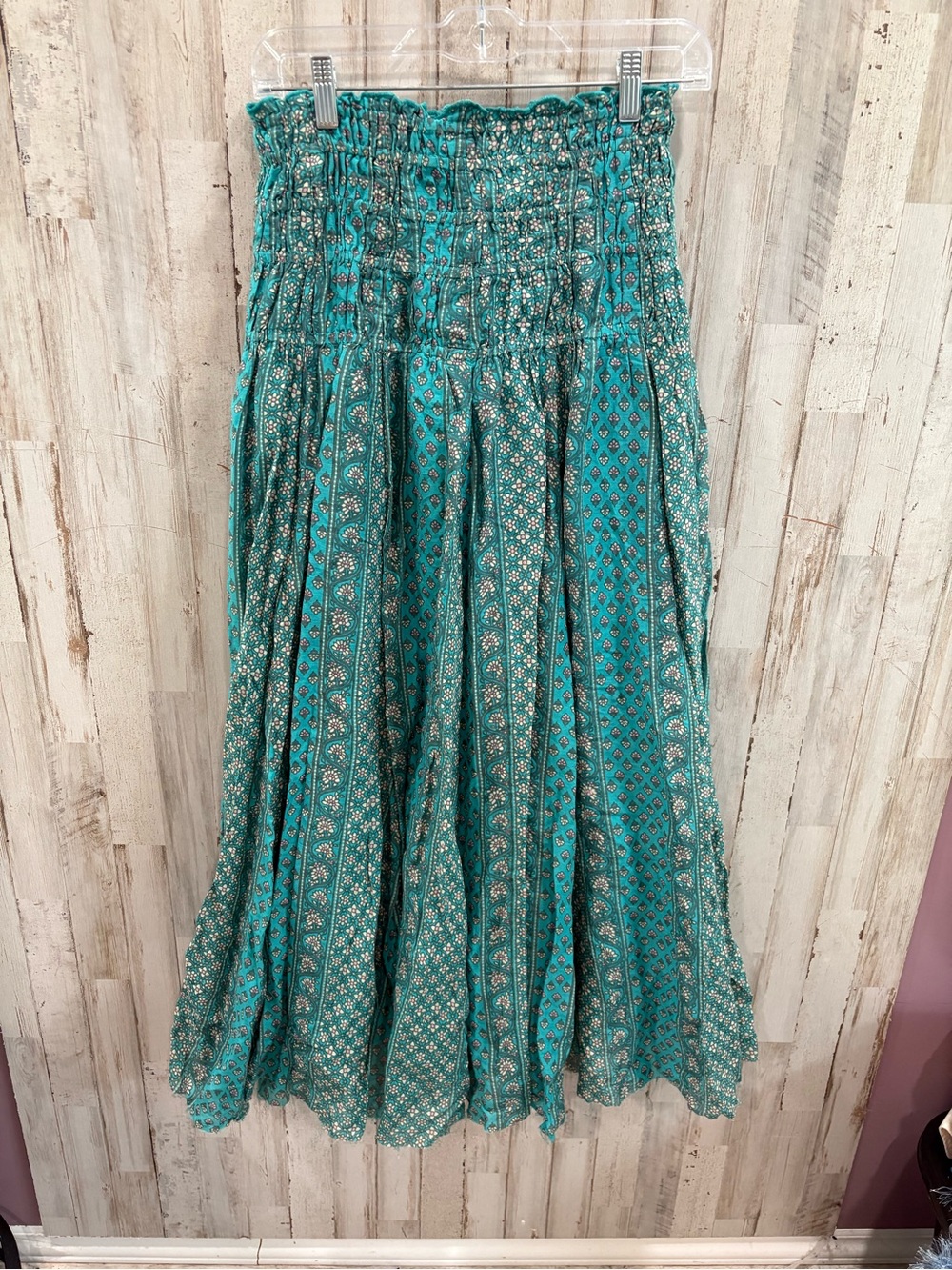 Natural Life Laurel Convertible Skirt Womens M Teal Paisley Boho Maxi Midi